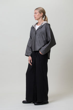 Short Coated Linen Rain Jacket with Hood LYJA graphite grey – Jurate.eu